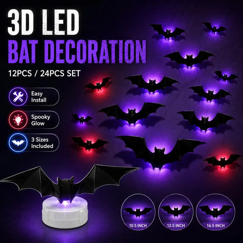 🦇 Transform Your Home for Halloween with Glowing 3D LED Bats — Now 50% OFF!