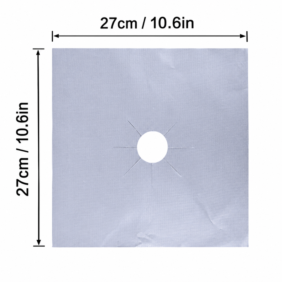 Silvery stove burner liner dimensions 27 cm by 27 cm