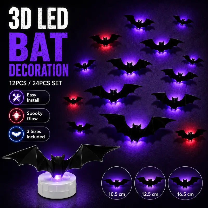 🦇 Transform Your Home for Halloween with Glowing 3D LED Bats — Now 50% OFF!