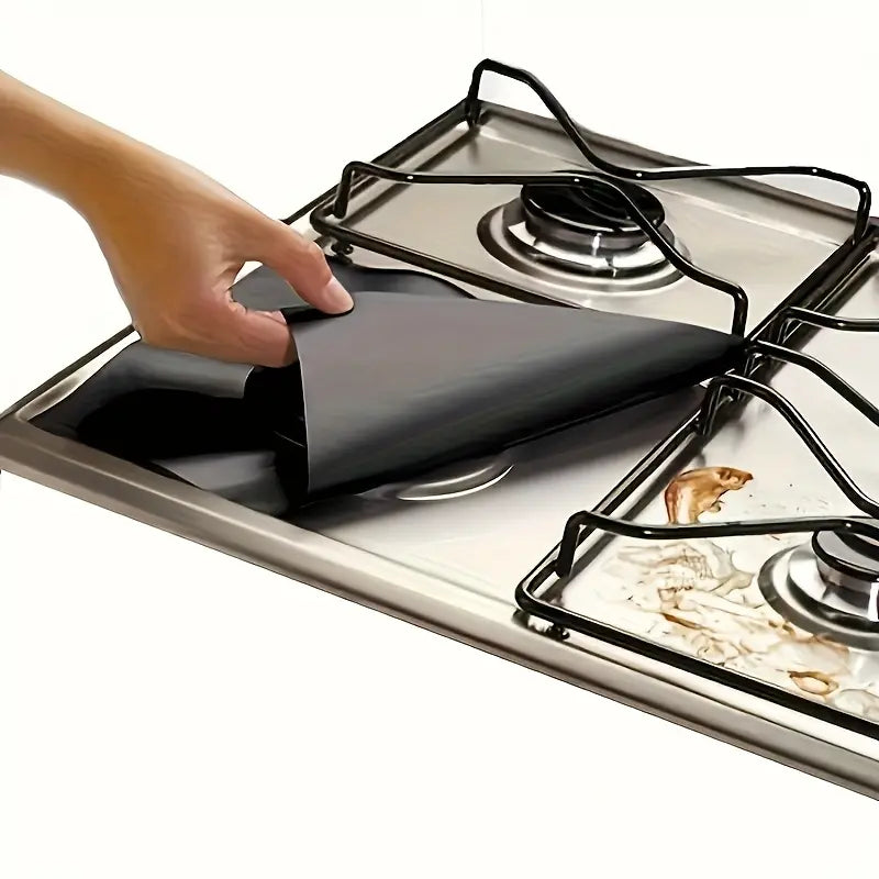 Stove liner placed around compatible gas burners
