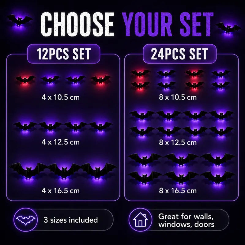 🦇 Transform Your Home for Halloween with Glowing 3D LED Bats — Now 50% OFF!