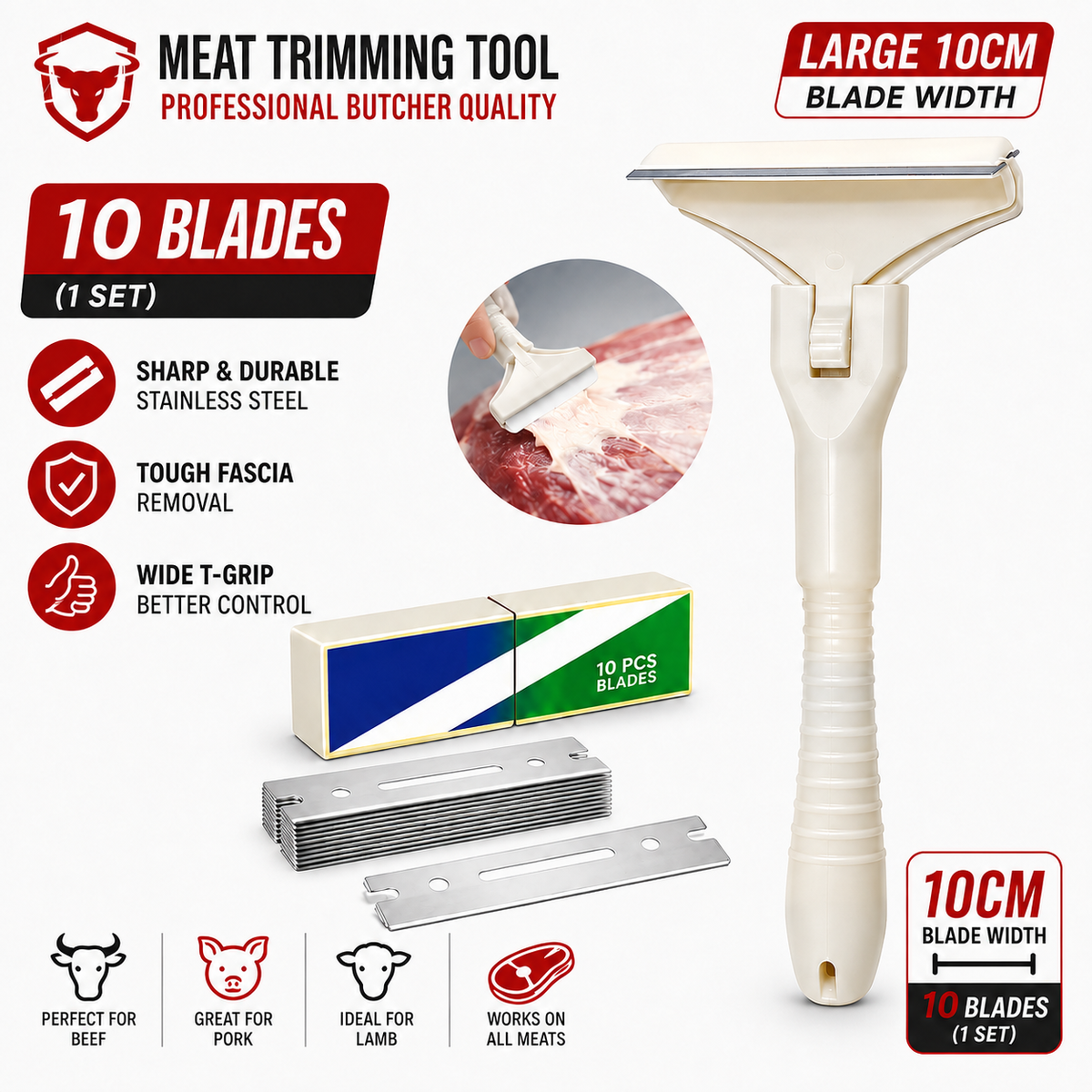 🥩 Stainless Steel Meat Scraper – Easy Fat & Fascia Removal